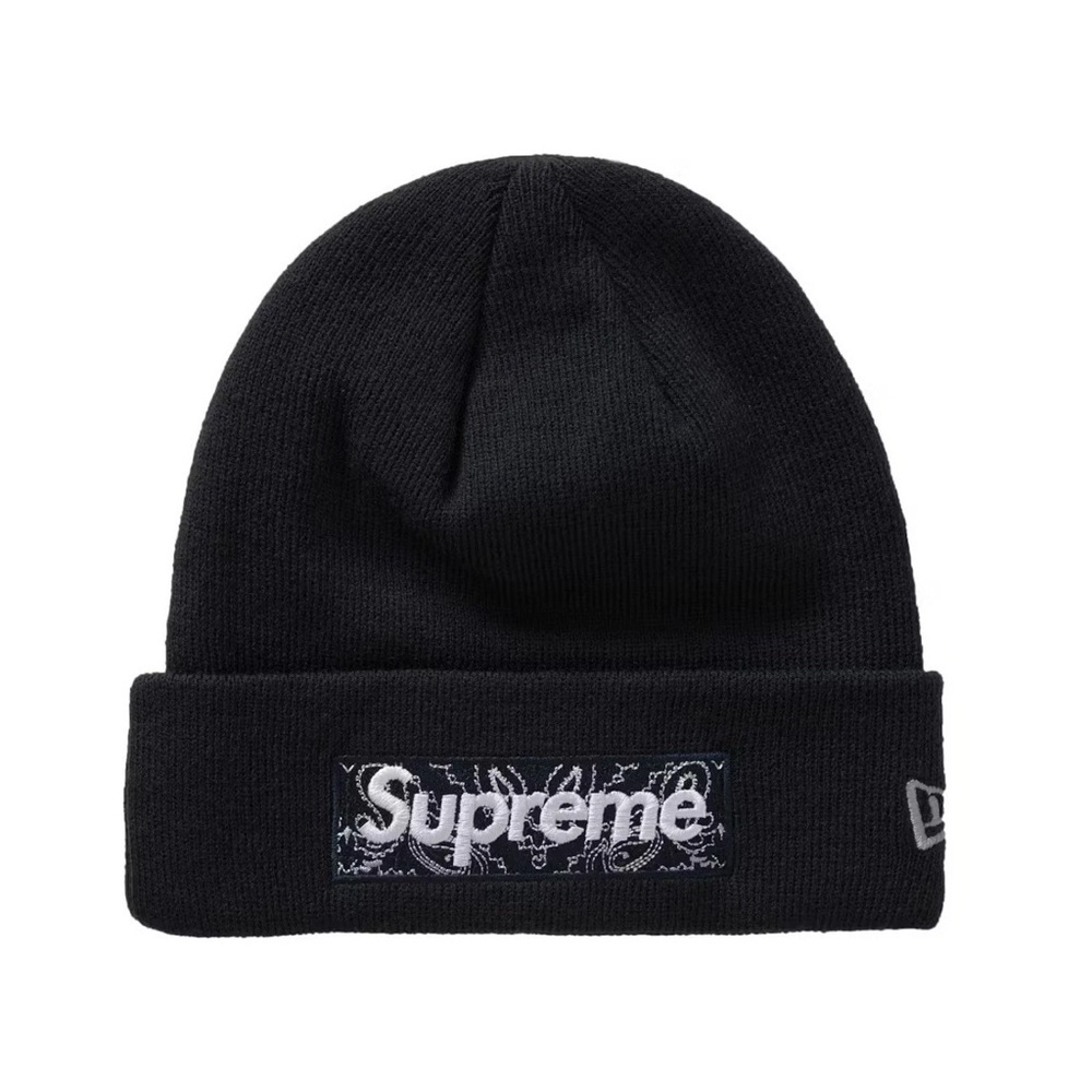 Supreme Black Bandana Box Logo Beanie New With Tags OS One Size